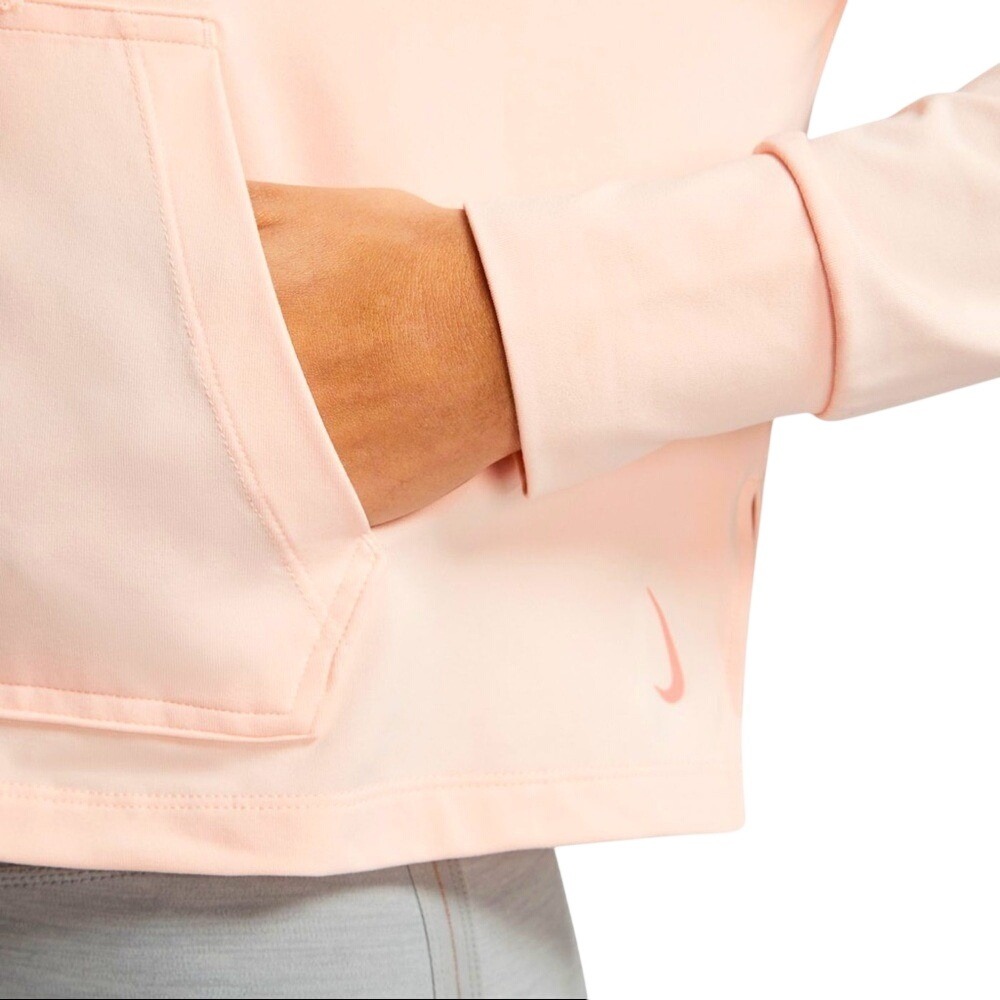 Nike Yoga Dri-FIT Womens Size XL Cropped Hoodie Peach Pink Pullover CU5317-606 - Picture 3 of 6